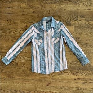 Cruel Girl Blue and Pink Striped Button Down Shirt